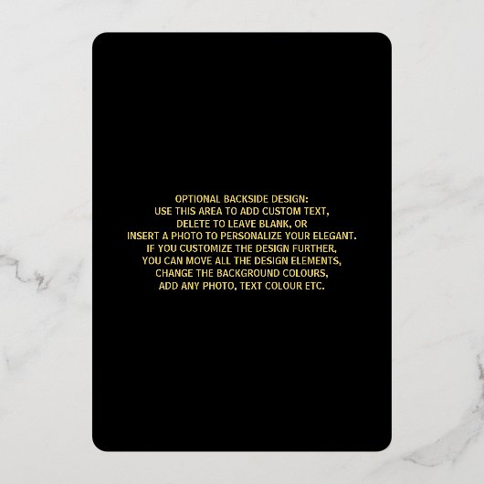 Zwarte en gouden luxe Kaart - Ontwerp Gold Foil (Achterkant)