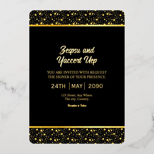 Zwarte en gouden luxe Kaart - Ontwerp Gold Foil (Voorkant)
