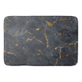 Zwarte en gouden luxe marmertextuur badmat (Voorkant)