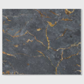 Zwarte en gouden luxe marmertextuur cadeaupapier (Vlak)