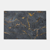 Zwarte en gouden luxe marmertextuur deurmat (Voorkant)