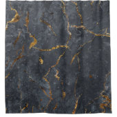 Zwarte en gouden luxe marmertextuur douchegordijn (Voorkant)