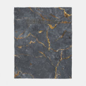 Zwarte en gouden luxe marmertextuur fleece deken (Voorkant)