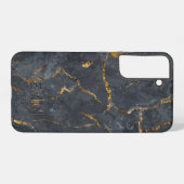 Zwarte en gouden luxe marmertextuur samsung galaxy hoesje (Achterkant horizontaal)