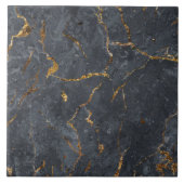 Zwarte en gouden luxe marmertextuur tegeltje (Voorkant)