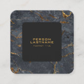 Zwarte en gouden luxe marmertextuur vierkante visitekaartje (Voorkant)