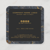 Zwarte en gouden luxe marmertextuur vierkante visitekaartje (Achterkant)