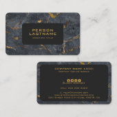 Zwarte en gouden luxe marmertextuur visitekaartje (Voorkant / Achterkant)