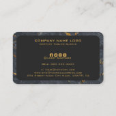 Zwarte en gouden luxe marmertextuur visitekaartje (Achterkant)