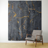 Zwarte en gouden luxe marmertextuur wandkleed (In situ)