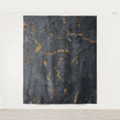 Zwarte en gouden luxe marmertextuur wandkleed (Voorkant)