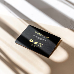 Zwarte en gouden luxe sociale media-iconsets visitekaartje