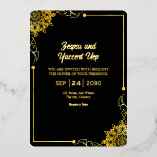 Zwarte en gouden luxe uitnodiging Gold Foil design
