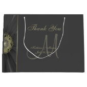 Zwarte en gouden madeliefjesmonogram bedankt groot cadeauzakje (Voorkant)