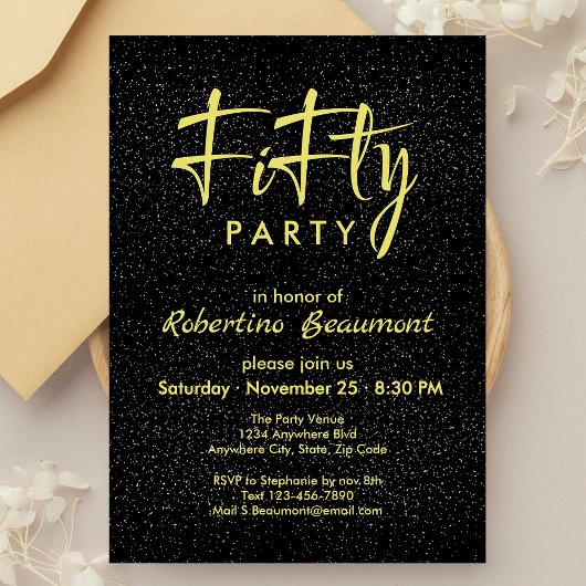 Zwarte en gouden Mannen-verjaardag 50e verrassing Kaart