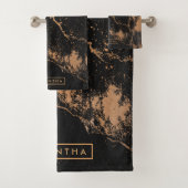 Zwarte en gouden marmer bad handdoek (Insitu)