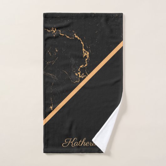 Zwarte en gouden marmer bad handdoek (Handdoek)