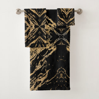 Zwarte en gouden marmer bad handdoek