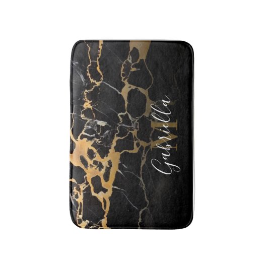 Zwarte en gouden marmer badmat (Voorkant Verticaal)