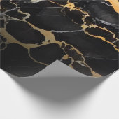 Zwarte en gouden marmer cadeaupapier (Hoek)