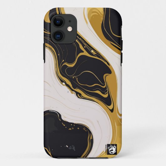 Zwarte en gouden marmer Case-Mate iPhone case (Achterkant)