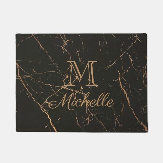 Zwarte en gouden marmer deurmat (Voorkant)