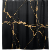Zwarte en gouden marmer douchegordijn (Voorkant)