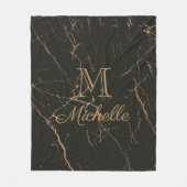 Zwarte en gouden marmer fleece deken (Voorkant)