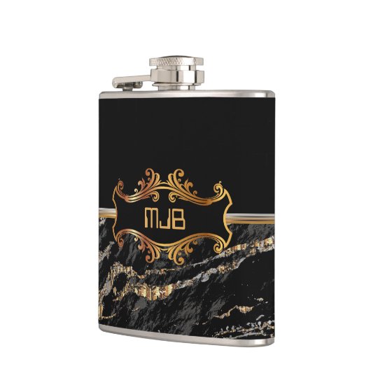 Zwarte en gouden marmer heupfles (Links)