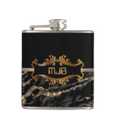 Zwarte en gouden marmer heupfles (Voorkant)