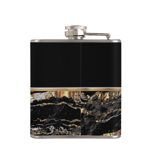 Zwarte en gouden marmer heupfles (Achterkant)