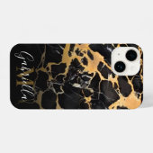Zwarte en gouden marmer iPhone hoesje (Achterkant horizontaal)