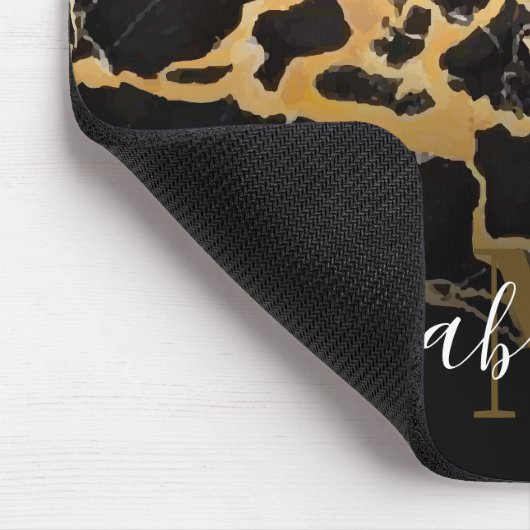 Zwarte en gouden marmer muismat (Hoek)