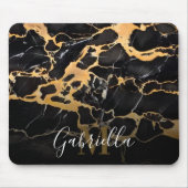 Zwarte en gouden marmer muismat (Voorkant)