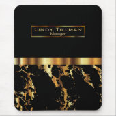 Zwarte en gouden marmer muismat (Voorkant)