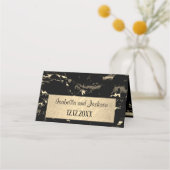 Zwarte en gouden marmer plaatskaartje (Achterkant)