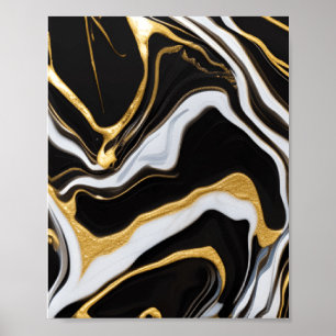 Zwarte en gouden marmer poster