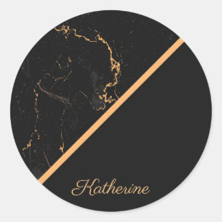 Zwarte en gouden marmer ronde sticker