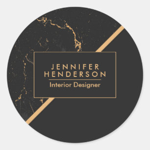 Zwarte en gouden marmer ronde sticker