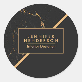 Zwarte en gouden marmer ronde sticker