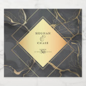 Zwarte en gouden marmer sparkling wijnetiket (Enkel label)