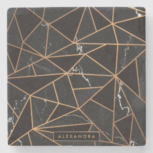 Zwarte en gouden marmer stenen onderzetter