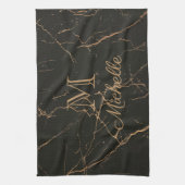 Zwarte en gouden marmer theedoek (Verticaal)