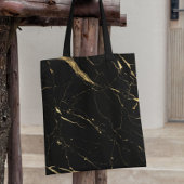 Zwarte en gouden marmer tote bag