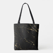 Zwarte en gouden marmer tote bag (Achterkant)