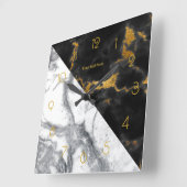 Zwarte en gouden marmer vierkante klok (Hoek)