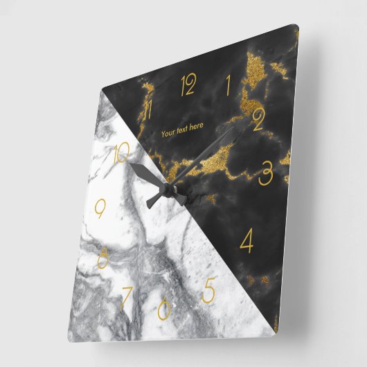 Zwarte en gouden marmer vierkante klok (Hoek)