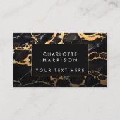 Zwarte en gouden marmer visitekaartje (Voorkant)
