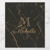 Zwarte en gouden marmer wijn etiket (Enkel label)