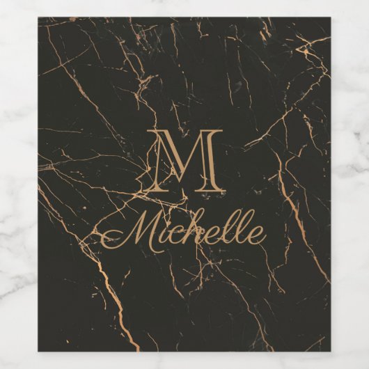 Zwarte en gouden marmer wijn etiket (Enkel label)